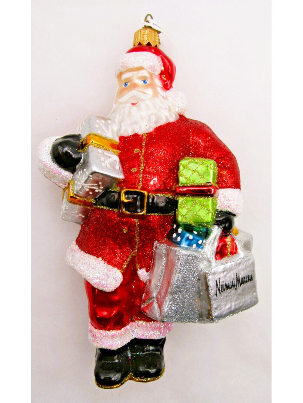 Neiman Marcus 2016 Santa Claus European-Style Glass Ornament with Tag and Box